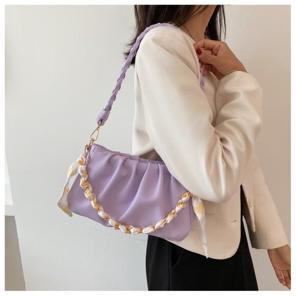 Y2K Statement Chain Ruched Shoulder Bag/Multiple colors available - Picture 8 of 16